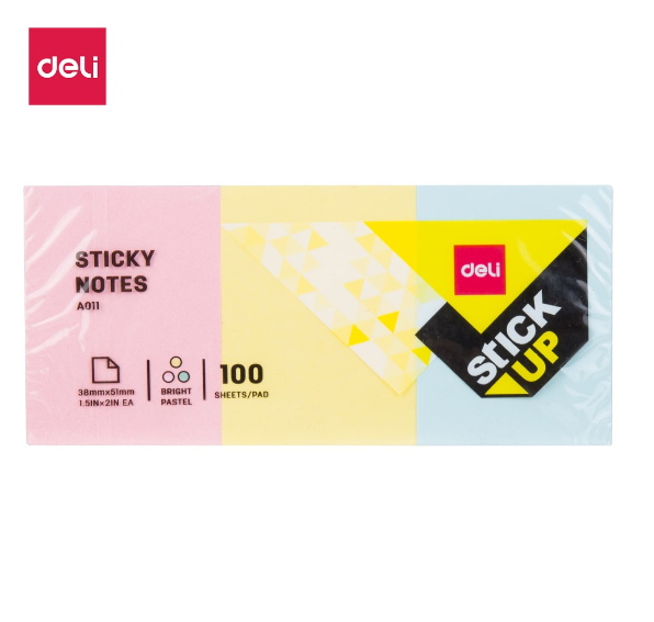 Deli 100 Sheets Sticky Notes 38×51mm Protable Memo Pads Mini Note School & Office Supplies EA01103