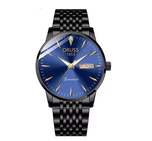 ORUSS Original Swiss Luxury Stainless Steel Waterproof Watch Men's Calendar Luminous Simple Trendy Korean Watch M11