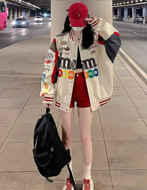 High Quality Unisex MM Jacket Oversize Embroidered Contrast Color Baseball Uniform