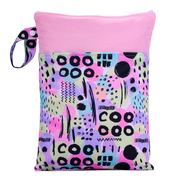 25x35cm Wet Dry Bags Double Pocket Zipper Wet Bag For Baby Cloth Diapers Washable Travel Bags Clothes with Two Zip Bag 0011