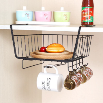 Slide In Holder Under Shelf Cupboard Cabinet Iron Mesh Hanging Basket Rack Desk Home Organizer IP