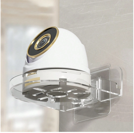 Small Security Camera Wall Mounting Bracket, Acrylic Surveillance Camera Holder Wall Self Adhesive Shelf, Universal Wall Ceiling Stand for