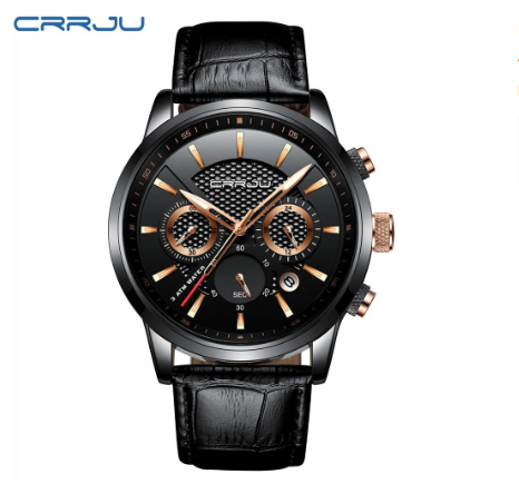 Reloj Hombre Sports Waterproof Chronograph Men's Watch 2021 CRRJU Automatic Quartz Leather Casual Watch 2212 M4