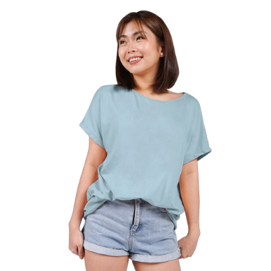 INSPI Drape Tops for Women Korean Top Trendy Tee Pambahay Blouse Cotton Shirt Yellow Blue Sleepwear (Bluish Gray)