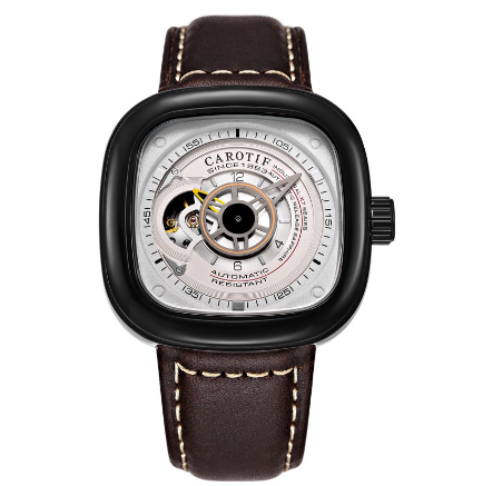 CAROTIF Automatic Skeleton Watch for men - Fashion Waterproof leather strap Sport Watches men watch F1003 11