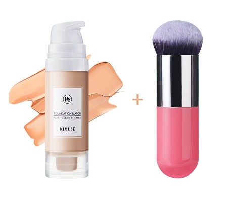 KIMUSE Set 6 Colors Longwear Waterproof Oil Control Matte Liquid Foundation + Thick Soft Bristles Foundation Makeup Brush