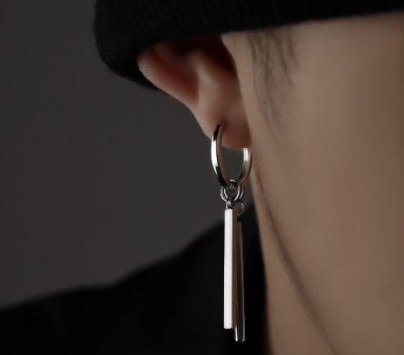 Trendy Hip Hop Earrings Men's and Women's Square Stick Tassel Earring Cool