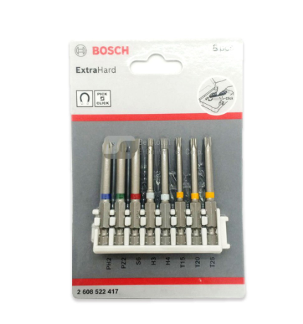 Bosch 65mm Extra Hard Power Bits Pack, (PH2,PZ,SL6,T15,20,25,H3,4)