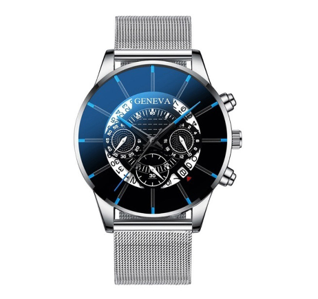 European and American fashion watch luxury calendar stainless steel mesh quartz watch sports watch men's business casual watch 07