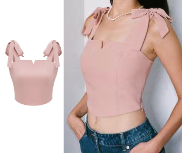 Lovito Women Elegant Plain Lace Up Tank Top L65ED059 Pink