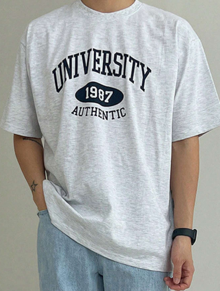 DAZY Men Cotton Letter Graphic Drop Shoulder Tee
