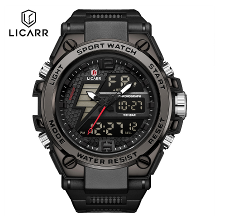 LICARR Brand Original Men's Watches Fashion Analog Digital Casual Waterproof Date Sports Men's Watch Stopwatch 9513 005