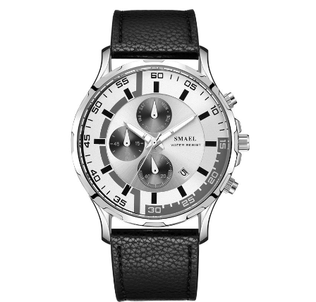 SMAEL 9601 Waterproof Men Watches Top Brand Luxury Sport Chronograph Quartz Watch Men Fashion Leather Date Clock 005