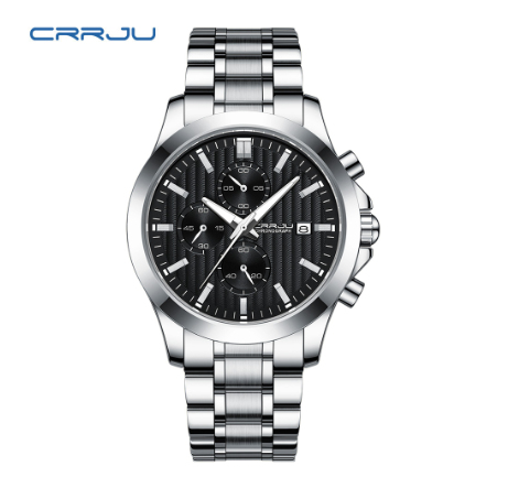 CRRJU Men's Watch Top Luxury Stainless Steel Strap Luminous Hands Business Casual Waterproof 2310X 003