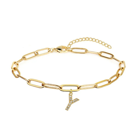 Fashion 26 Letters Alphabet Initials Crystal Bracelet Adjustable Bangle Women Men Jewelry Gift Wholesale Y