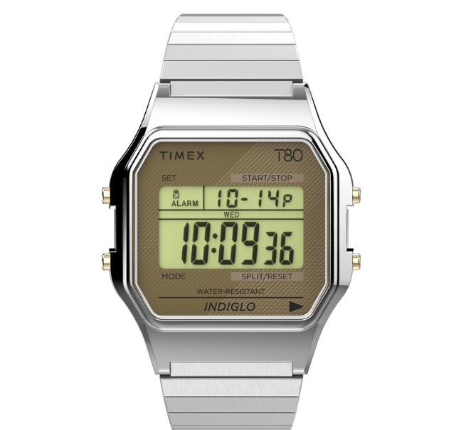 Timex T80 Silver Stainless Steel Digital Watch For Unisex TW2V19100