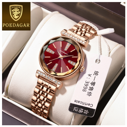 POEDAGAR luxury watches for women sale water proof original Ultra-thin korean style elegant stainless steel Watch RED