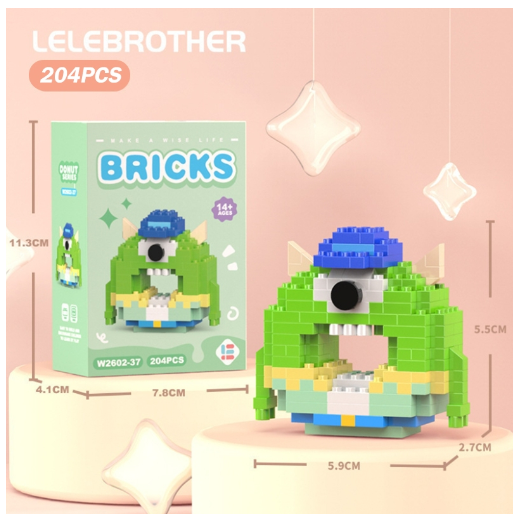 Lboyu Cute Cartoon Donut Building Block Ornaments Compatible with Lego Children's Toys M24