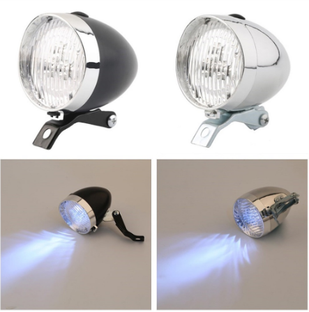 Jae Retro Vintage Bicycle 3LED Front Light Headlight Safety Warning Night Light