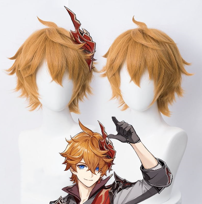 Tartaglia Childe Cosplay Wig Anime Genshin Impact Short Heat Resistant Synthetic Hair Tartaglia Role Play Costume Wigs