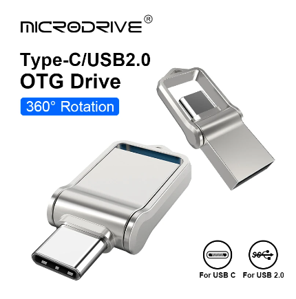 Mini 32GB 64GB 128GB USB 2.0 Flash Drive 2 in1 OTG Metal Type C U Disk High Speed USB Pen Drive Memory Stick For Laptop Desktop