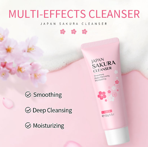 LAIKOU Japan Sakura Facial Cleanser Oil Control Cleansing Face Wash Cream Pore Clean 100G