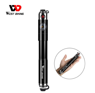 WEST BIKING Portable Bike Pump Gauge High Pressure Hand Pump Inflador Bicicleta Bike Accessories Schrader & Presta Bicycle Pump