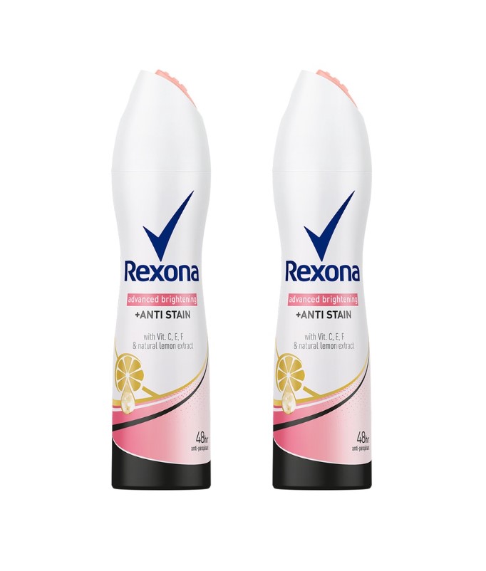 Rexona Advanced Brightening Deodorant Spray Anti Stain150ML BUNDLE OF 2