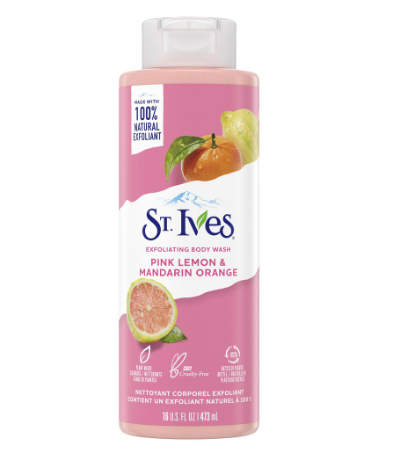 St. Ives Pink Lemon and Mandarin Orange Exfoliating Body Wash Made with 100% Natural Exfoliants 16oz