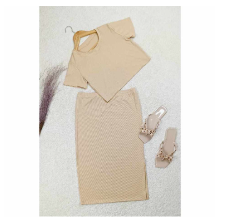 Maternity Knitted Top and Skirt with Slit MC5