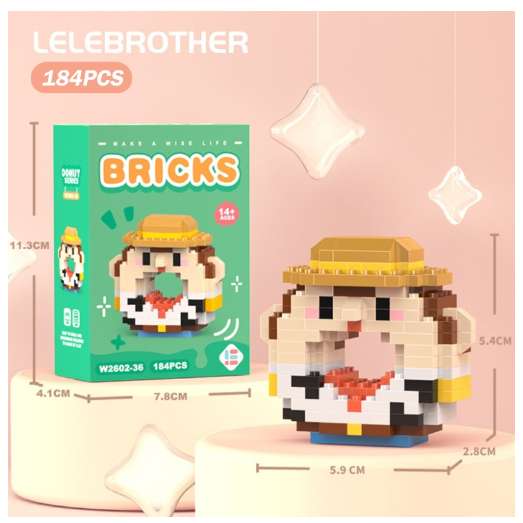 Lboyu Cute Cartoon Donut Building Block Ornaments Compatible with Lego Children's Toys M30