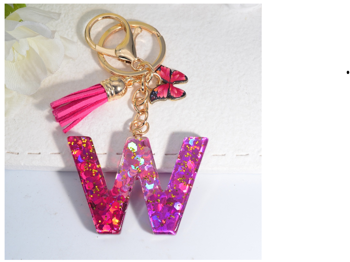 Fashion Gradient A-Z Letter Keychains Sweet Butterfly Tassels Pendant Alphabet Keyrings Name Initials Key Chains Accessories W