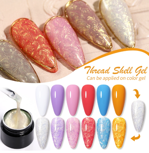 UR SUGAR Pearl Shell Gel Polish Thread Top Coat Nail UV DIY Art 7ML