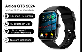 Aolon GTS 2024 New Smart Watch Original Custom Wallpaper Running Men Women Pace Smartwatch 1.83" Full Screen Fitness Tracker