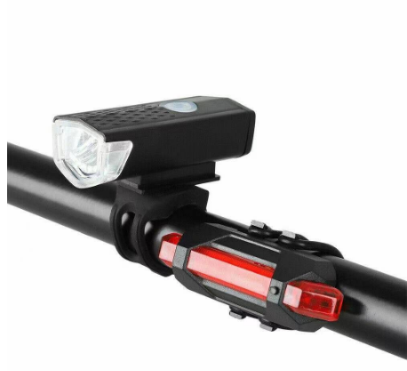 LED Rechargeable Set Bike Bicycle Light USB Front Back Headlight Flashlight Note: Random Color