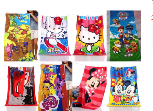 character Beach bath swimming Super Soft & Absorbent Fade Resistant Towel /70x140cm