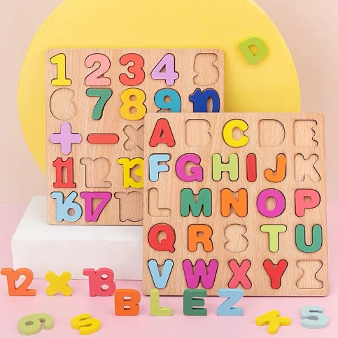 Alphabet Digital Puzzle Wooden Toys Kid Number Letter shape Matching Jigsaw Board toys for kids