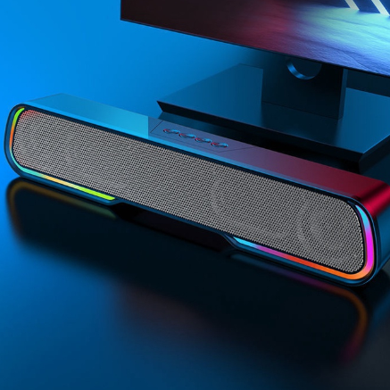 3D Surround Subwoofer Dynamic RGB PC Gaming Soundbar Speaker for Desktop Laptops Monitors, Projector