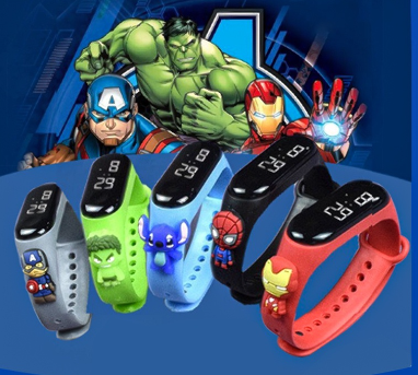 Cartoon Digital LED Watch Children Silicone Band Watches