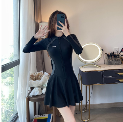 Popular Swimsuit Women's One-Piece Bodysuit With Belly Covering and Thin Skirt Swimsuit