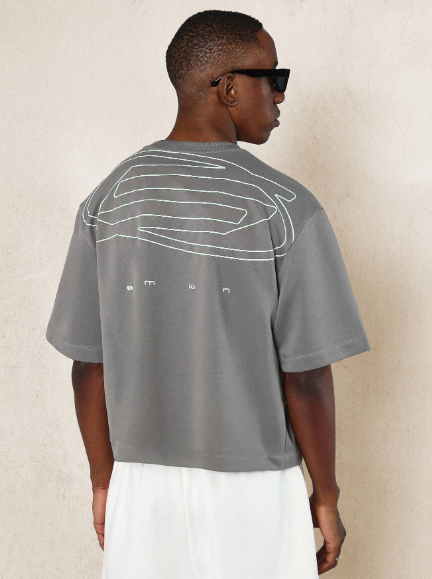 SUMWON Crop Fit Tee With Puff Graphic Print