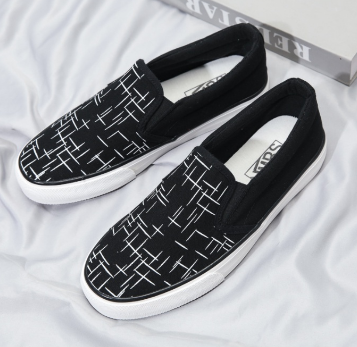 SPACEKEY Men's Geometric Mesh Loafers Denim Slip ons