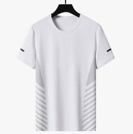 2024 New Summer Men Quick-Dry Running Mesh Elastic Breathable Ice-Silk GYM Short Sleeve T-Shirt Top