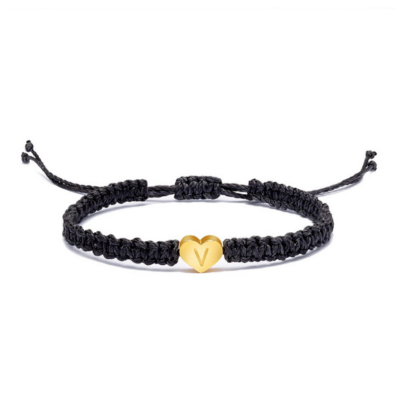 Rinhoo Gold 26 Letter Bracelet English First Mother Friendly Friendship Bracelet Couple Woven Bracelet Bracelet V