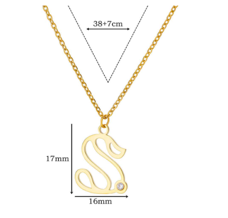 Zircon Initial Letter Necklace for Women Stainless Steel Gold Plated Chains Choker Name Pendant Necklaces New Vintage Jewelry S