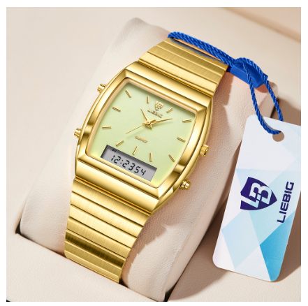 LIEBIG L1039 Watch for Men Business Men Luminous Dual Display Digital Watches Waterproof LUMINOUS GOLD