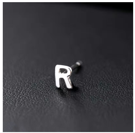 A-Z Initial Letter Stud Earrings for Women Girls Birthday Gift Silver Plated 26 Alphabet Name Ear Piercing Jewelry R