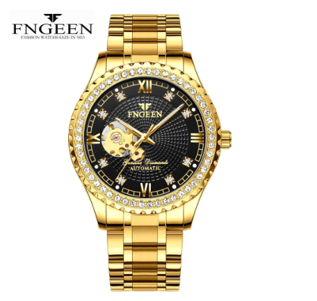FNGEEN 8073 Men's Automatic Mechanical Watch GOLD BLACK
