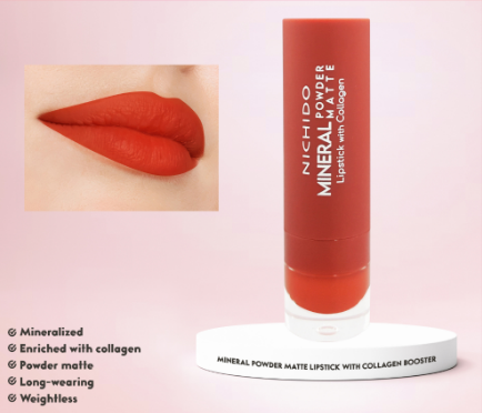 NICHIDO Mineral Powder Matte Lipstick With Collagen Booster - Love On Fire