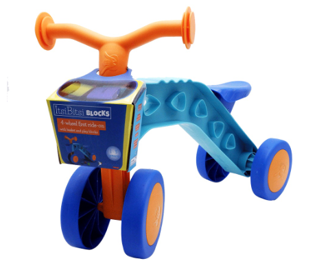 Chillafish ItsiBitsi Blocks 4-Wheel First Ride-On Orange and Blue Balance Training Bike